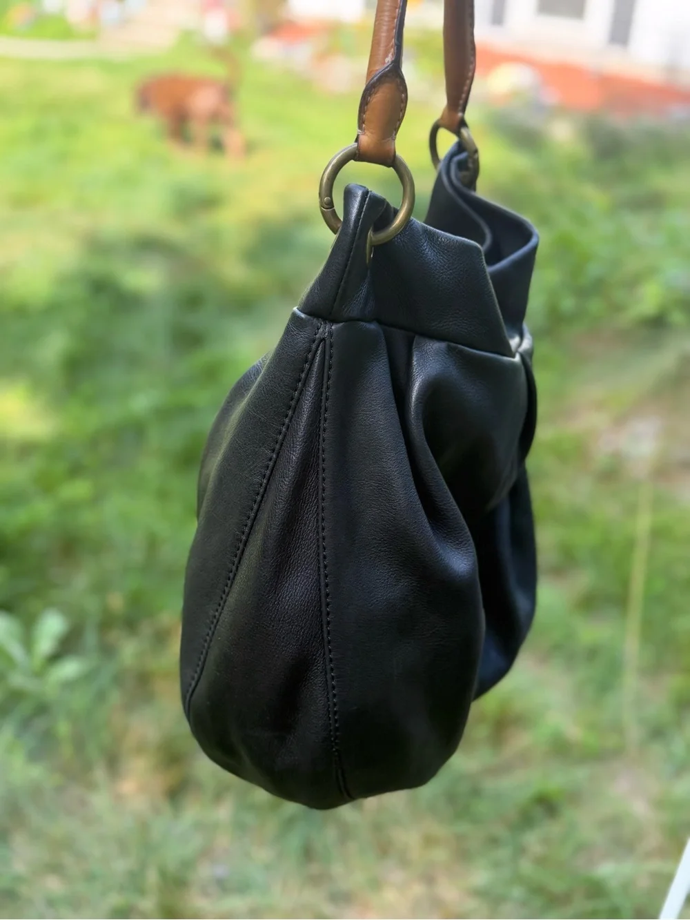 J.Crew Soft Black Leather Hobo Shoulder Bag